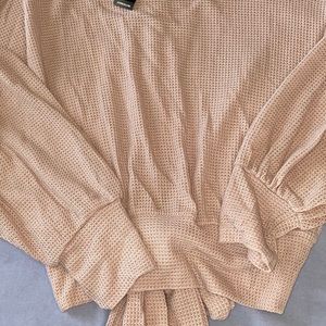 Express Pink Crop Top Cross Back Tie Shirt